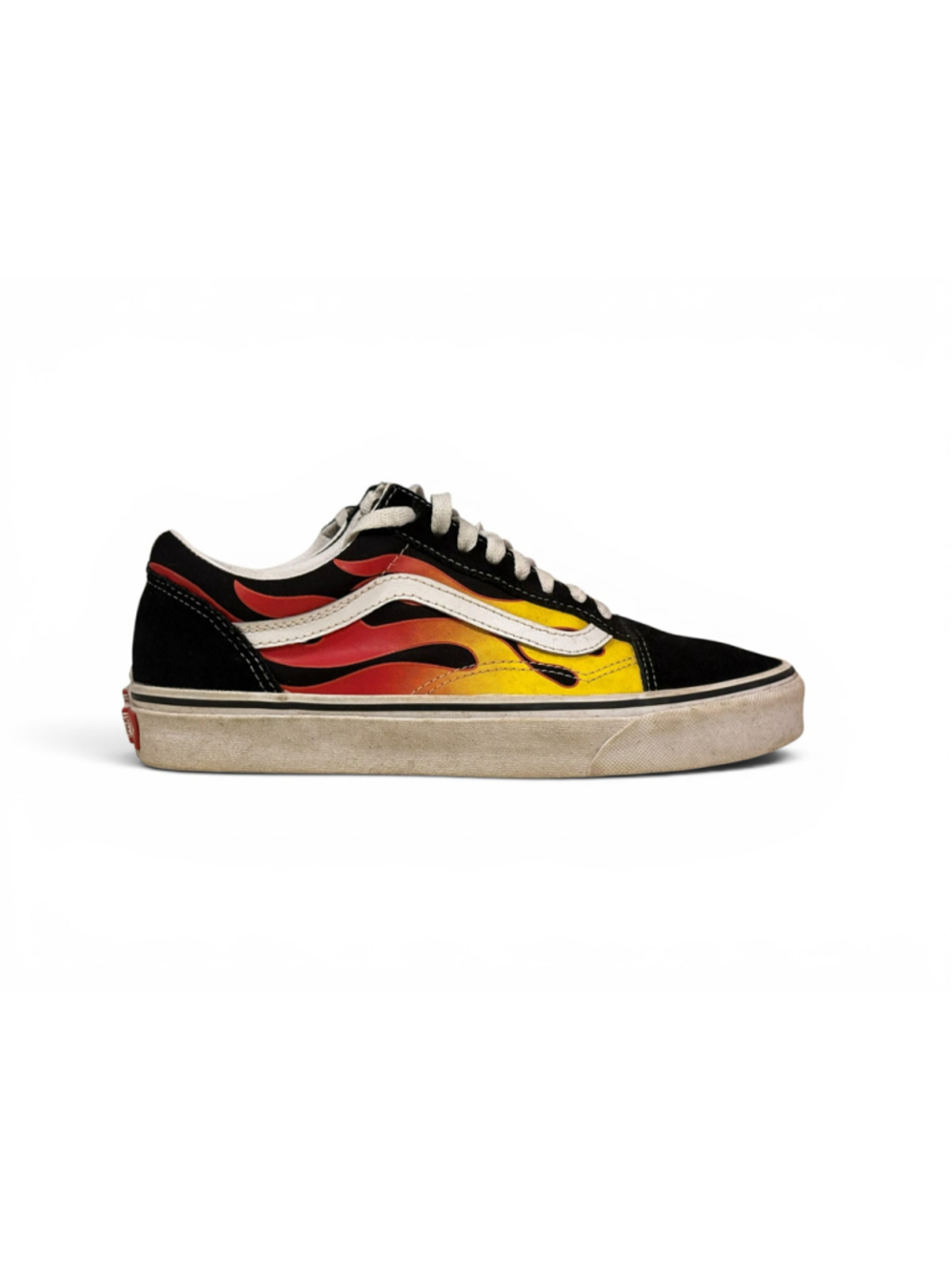 Vans Old Skool Flame Black Yellow Red Skate Shoes Men’s Sz 8 Women’s Sz 9.5